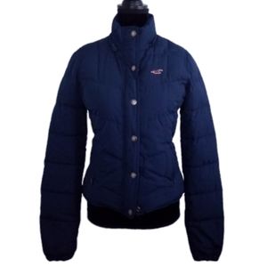 Hollister • Navy Down Faux-Fur-Lined Puffer • SZ M